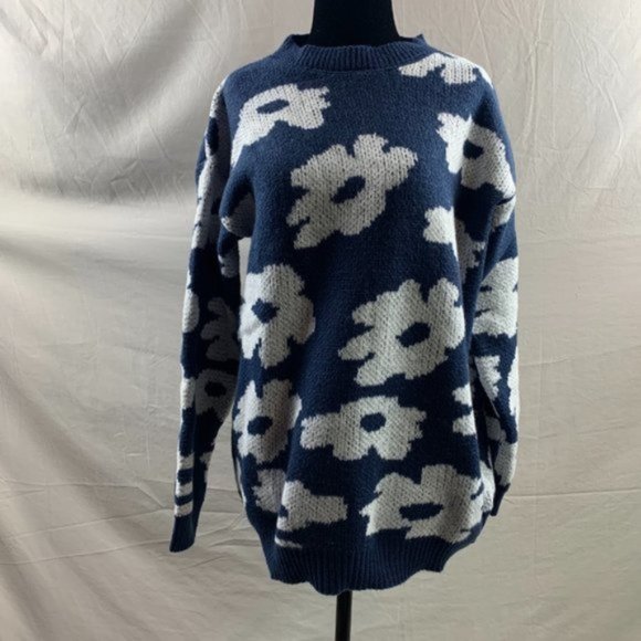 BY DESIGN Sweaters - .Blue Floral Pattern Sweater